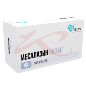 Месалазин таблетки кишечнорастворимые покрытые оболочкой 500мг №50. Фото