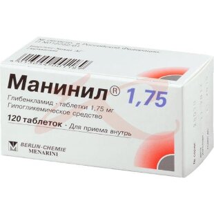 Манинил 1,75 таблетки 1.75мг №120. Фото