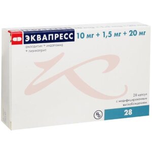 Эквапресс капсулы с модифицированным высвобождением 10мг + 1.5мг + 20мг №28. Фото