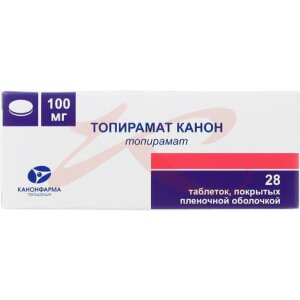 Топирамат канон таблетки покрытые пленочной оболочкой 100мг №28. Фото