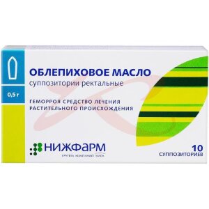 Облепиховое масло суппозитории ректальные 500мг №10. Фото