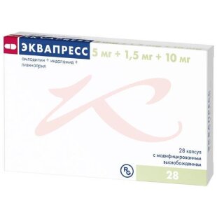 Эквапресс капсулы с модифицированным высвобождением 5мг + 1,5мг + 10мг №28. Фото