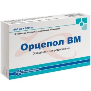 Орцепол вм таблетки покрытые пленочной оболочкой 500мг + 500мг №10. Фото