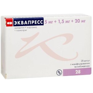 Эквапресс капсулы с модифицированным высвобождением 5мг + 1,5мг + 20мг №28. Фото