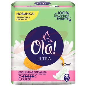 Ола прокладки гигиенические №8 ультра супер солн ромашка. Фото