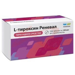 L-тироксин реневал таблетки 100мкг №112. Фото