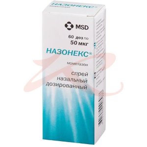 Назонекс спрей назальный 50мкг/доза 10г 60доз в комплекте с дозирующим устройством и крышечкой. Фото