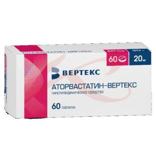 Аторвастатин-вертекс таблетки покрытые пленочной оболочкой 20мг №60. Фото