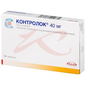Изображение Контролок таблетки кишечнорастворимые покрытые пленочной оболочкой 40мг №14 Контролок таблетки кишечнорастворимые покрытые пленочной оболочкой 40мг №14. Фото