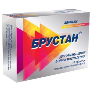 Изображение Брустан таблетки покрытые пленочной оболочкой 400 мг + 325 мг №10 Брустан таблетки покрытые пленочной оболочкой 400 мг + 325 мг №10. Фото