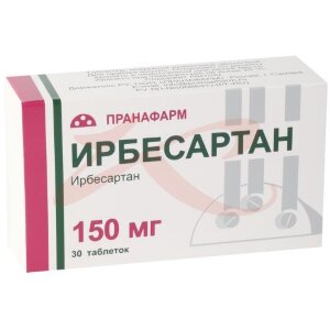 Ирбесартан таблетки покрытые пленочной оболочкой 150мг №30. Фото
