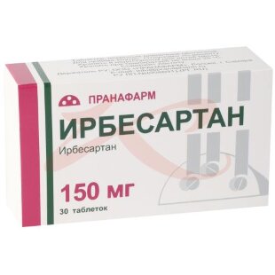 Изображение Ирбесартан таблетки покрытые пленочной оболочкой 150мг №30 Ирбесартан таблетки покрытые пленочной оболочкой 150мг №30. Фото