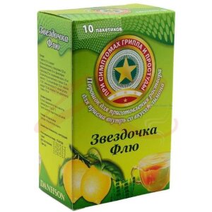 Звездочка флю порошок для приготовления раствора для приема внутрь 15г №10 лимон. Фото