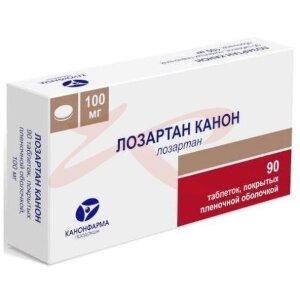 Лозартан канон таблетки покрытые пленочной оболочкой 100мг №90. Фото