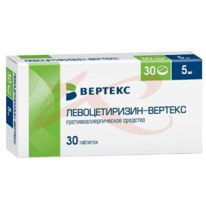 Левоцетиризин-вертекс таблетки покрытые пленочной оболочкой 5мг №30. Фото