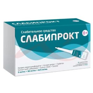 Слабипрокт раствор ректальный 9мг/мл + 90мг/мл + 625мг/мл 5мл №12. Фото