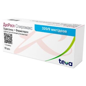 Дуоресп спиромакс порошок для ингаляций дозированный 320мкг + 9мкг/доза 60доз №1. Фото