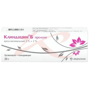 Клиндацин б пролонг крем вагинальный 2% + 2% 20г /в комплекте с аппликатором-3 шт/. Фото