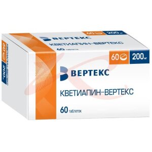 Кветиапин-вертекс таблетки покрытые пленочной оболочкой 200мг №60. Фото