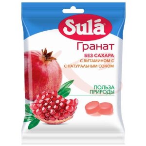 Изображение Зула леденцы без сахара 60г витамин с гранат Зула леденцы без сахара 60г витамин с гранат. Фото