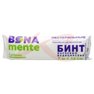 Bona mente! бинт медицинский марлевый не стерильный 7м х14см. Фото