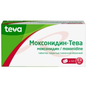 Моксонидин-тева таблетки покрытые пленочной оболочкой 0,4мг №60. Фото