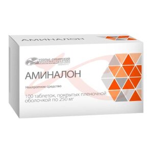 Аминалон таблетки покрытые пленочной оболочкой 250мг №100. Фото