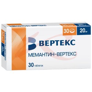Изображение Мемантин-вертекс таблетки покрытые пленочной оболочкой 20мг №30 Мемантин-вертекс таблетки покрытые пленочной оболочкой 20мг №30. Фото