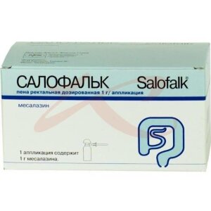 Салофальк пена ректальная 1г/аппликация №14 в комплекте с аппликаторами-14 шт. и пакетами полиэтиленовыми-14 шт. Фото
