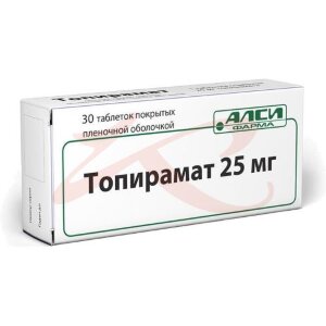 Топирамат-алси таблетки покрытые пленочной оболочкой 25мг №30. Фото
