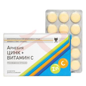 Арнебия таблетки для рассасывания №30 цинк + витамин с. Фото