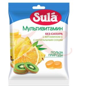 Изображение Зула леденцы без сахара 60г витамин с мультивитамин Зула леденцы без сахара 60г витамин с мультивитамин. Фото