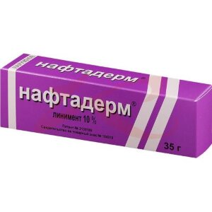Нафтадерм линимент для местного применения 10% 35г. Фото