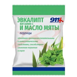 911 ваша служба спасения леденцы 50г эвкалипт + масло мяты + вит. с. Фото