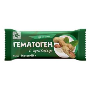 Гематоген плитка 40г с арахисом /экзон/. Фото