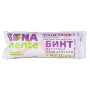 Bona mente! бинт медицинский марлевый не стерильный 5м х10см. Фото
