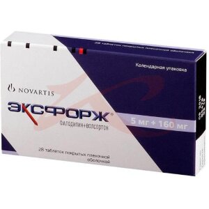 Эксфорж таблетки покрытые пленочной оболочкой 5мг + 160мг №28. Фото