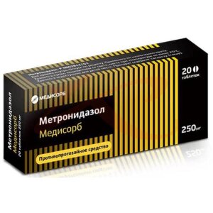Метронидазол медисорб таблетки 250мг №20. Фото