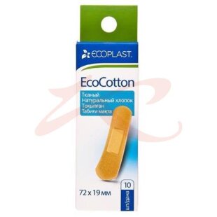 Экопласт пластырь медицинский №10 ecocotton набор ткан. 72х19мм. Фото