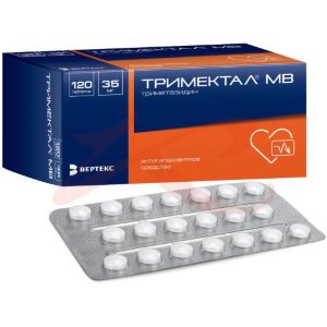 Изображение Тримектал мв таблетки с модифицированным высвобождением, покрытые пленочной оболочкой 35мг №120 Тримектал мв таблетки с модифицированным высвобождением, покрытые пленочной оболочкой 35мг №120. Фото