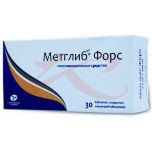 Метглиб форс таблетки покрытые пленочной оболочкой 5мг + 500мг №30. Фото