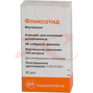 Фликсотид аэрозоль для ингаляций дозированный 125мкг/доза 60доз. Фото