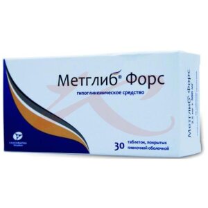 Метглиб форс таблетки покрытые пленочной оболочкой 2.5мг + 500мг №30. Фото