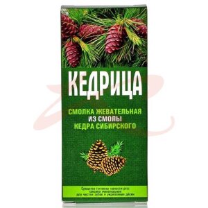 Кедрица смолка жевательная 0,8г №4 из смолы кедра сибирского. Фото