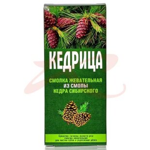 Кедрица смолка жевательная 0,8г №4 из смолы кедра сибирского. Фото