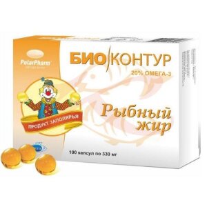 Биоконтур рыбный жир капсулы 330мг №100. Фото