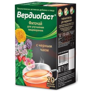 Вердиогаст фиточай 1,5г №20 д/улучшен. пищеварения с черн. чаем. Фото