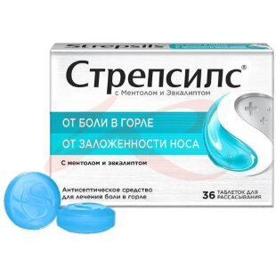 Стрепсилс c ментолом и эвкалиптом таблетки для рассасывания №36. Фото