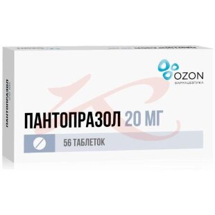 Пантопразол таблетки кишечнорастворимые покрытые оболочкой 20мг №56. Фото
