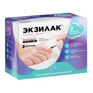 Экзилак лак для ногтей лекарственный 4% + 3% 10г /в комплекте с пилками-30 шт./. Фото
